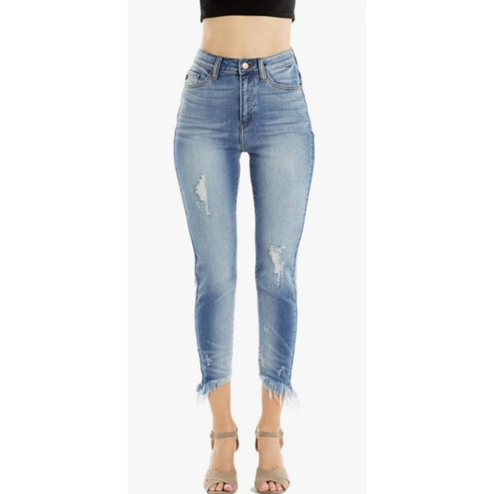 KanCan High-rise Distressed Skinny Crop Jeans Frayed Hem Size 5 / 26